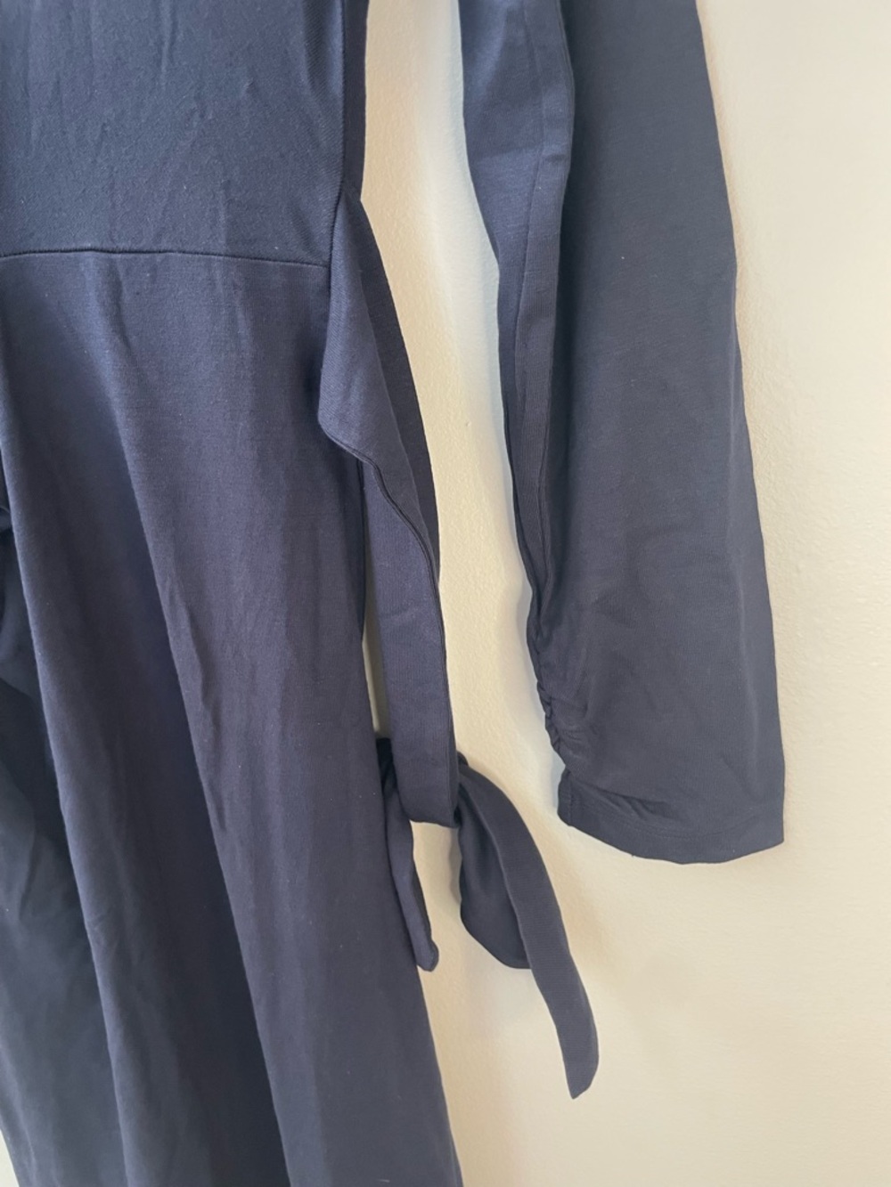 Boss Hugo Erlot Tie Long Sleeve Midi Dress Side Tie Modal Navy Blue Size S NWT - Picture 8 of 14